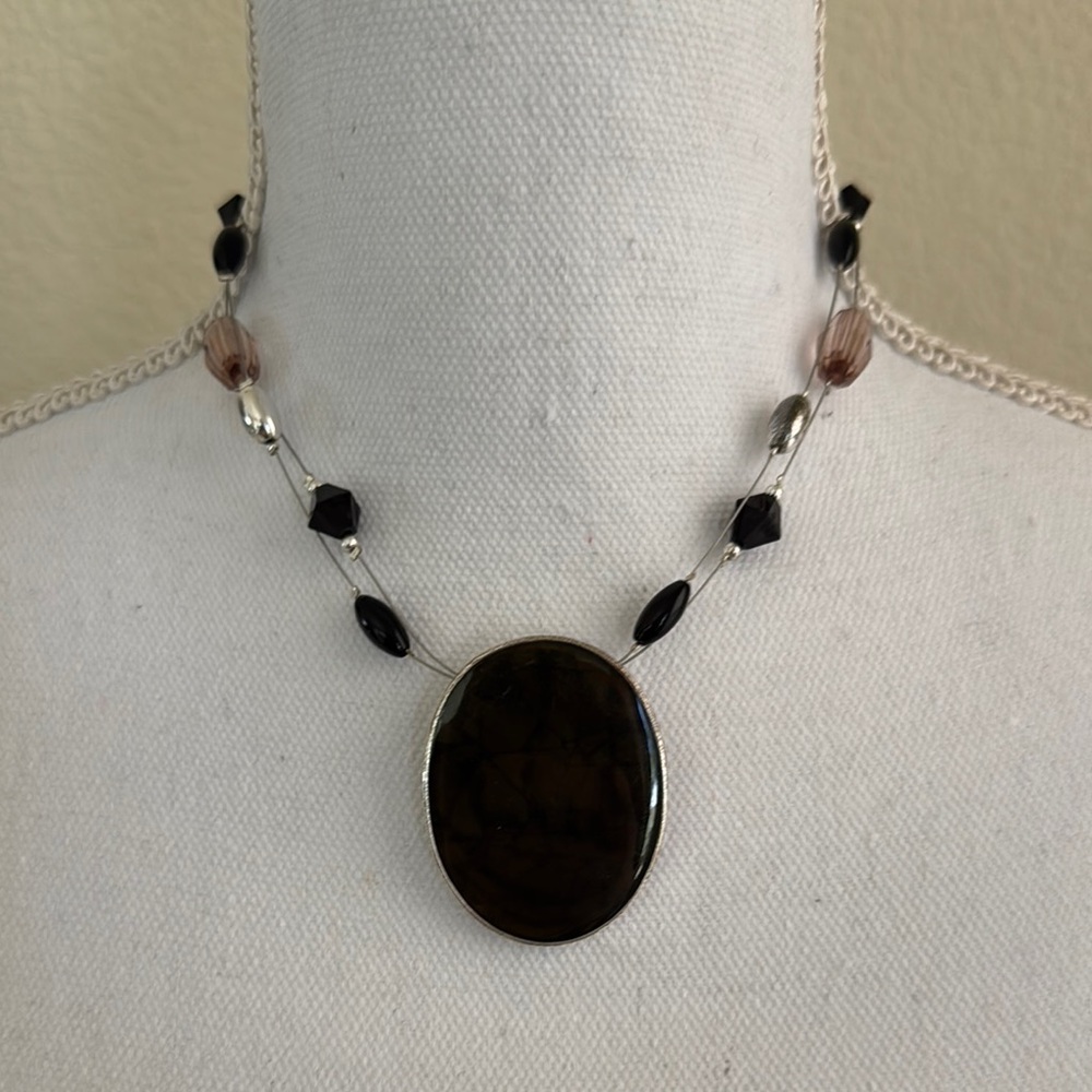 Dillard’s Black and Silver Beaded Necklace